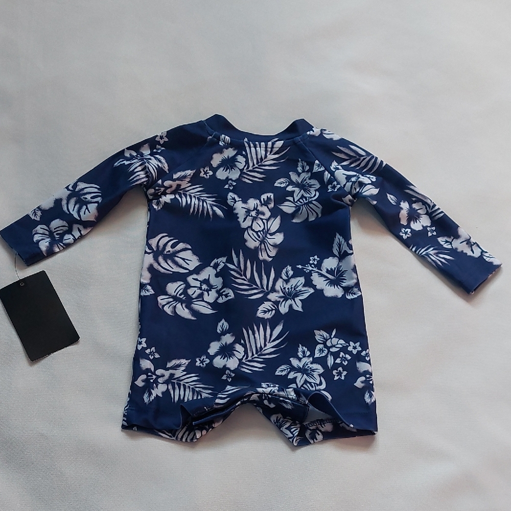 Hurley Kids Floral Swim Romper Blue one Piece‎ Newborn